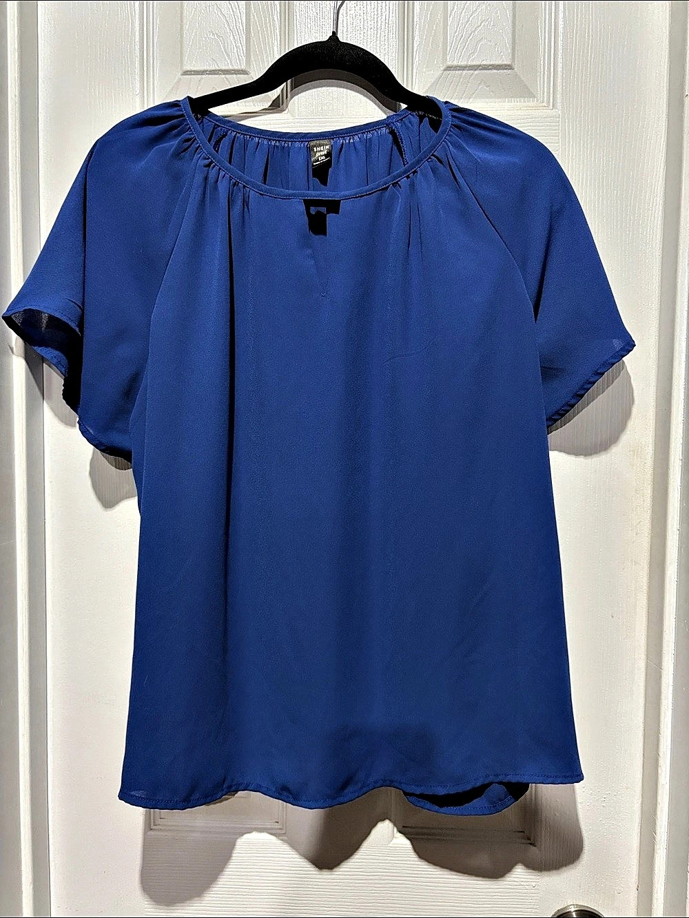SHEIN Short Sleeve Blouse in Blue 1XL Like New